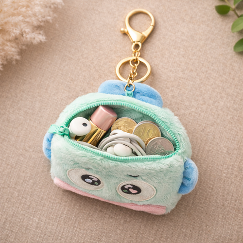 Blue Duck Plush Bag Charm with Zipper Pouch