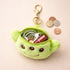 Green Alien Plush Bag Charm with Zipper Pouch