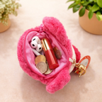 Pink Bear Plush Bag Charm with Zipper Pouch