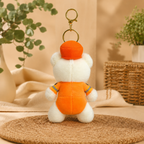 White Safety Teddy Plush Bag Charm with Orange Uniform