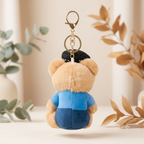Brown Police Teddy Plush Bag Charm with Blue Uniform