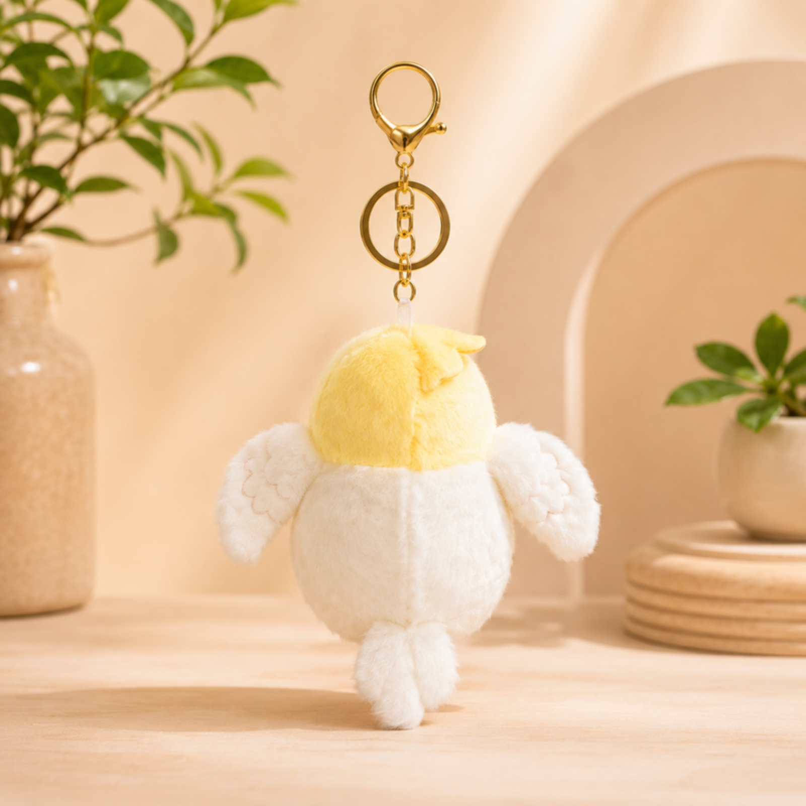 Yellow Chick Plush Bag Charm with Fluffy Wings