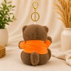 Brown Teddy Bear Plush Bag Charm with Orange T-Shirt