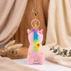 Baby Pink Unicorn Plush Bag Charm with Rainbow Mane & Gold Horn