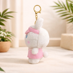 White Bunny Plush Bag Charm with Pink Dress & Headband