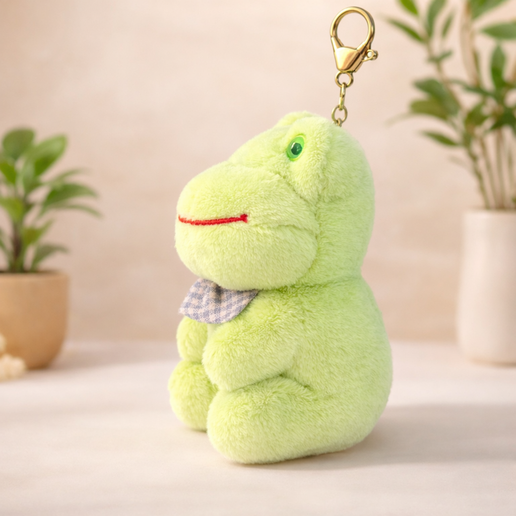 Green Frog Plush Bag Charm with Scarf