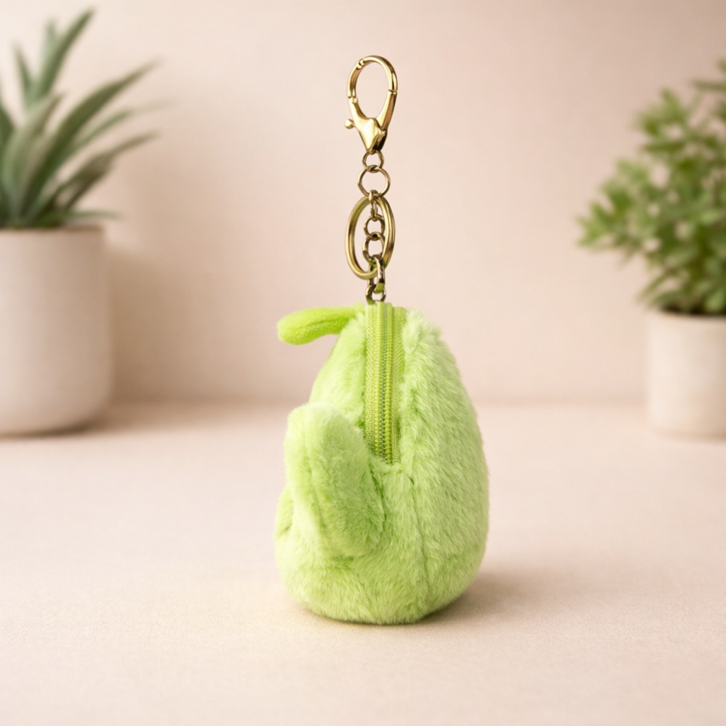 Green Alien Plush Bag Charm with Zipper Pouch