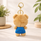 Brown Teddy Plush Bag Charm with Blue Dress & Headband