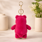 Pink Bear Plush Bag Charm with White Belly