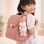 White Bunny Plush Bag Charm with Pink Dress & Headband
