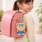 Brown Teddy Plush Bag Charm with Blue Dress & Headband