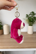 Pink Bear Plush Bag Charm with White Belly