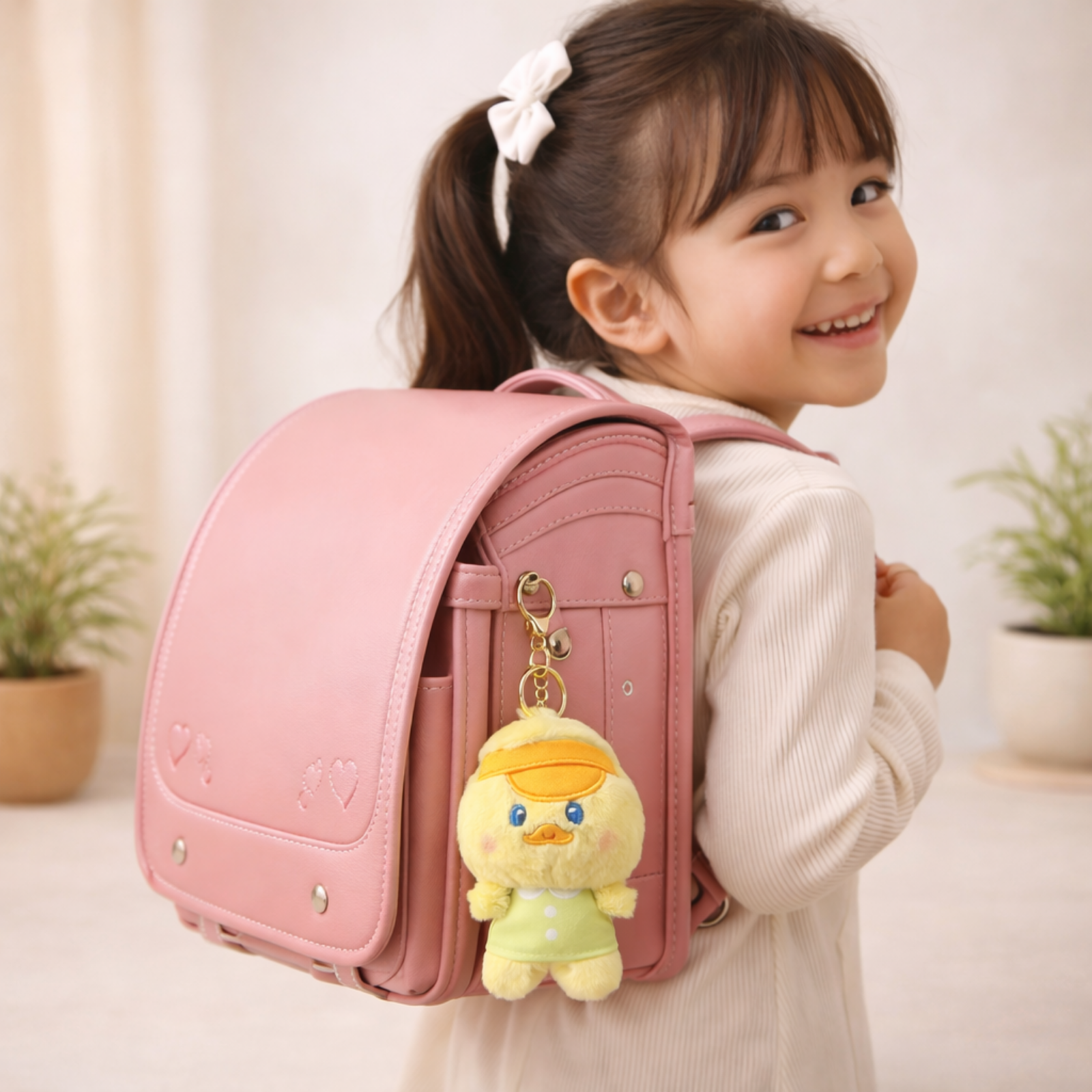 Yellow Duck Plush Bag Charm with Orange Headband