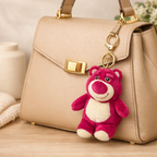 Pink Bear Plush Bag Charm with White Belly