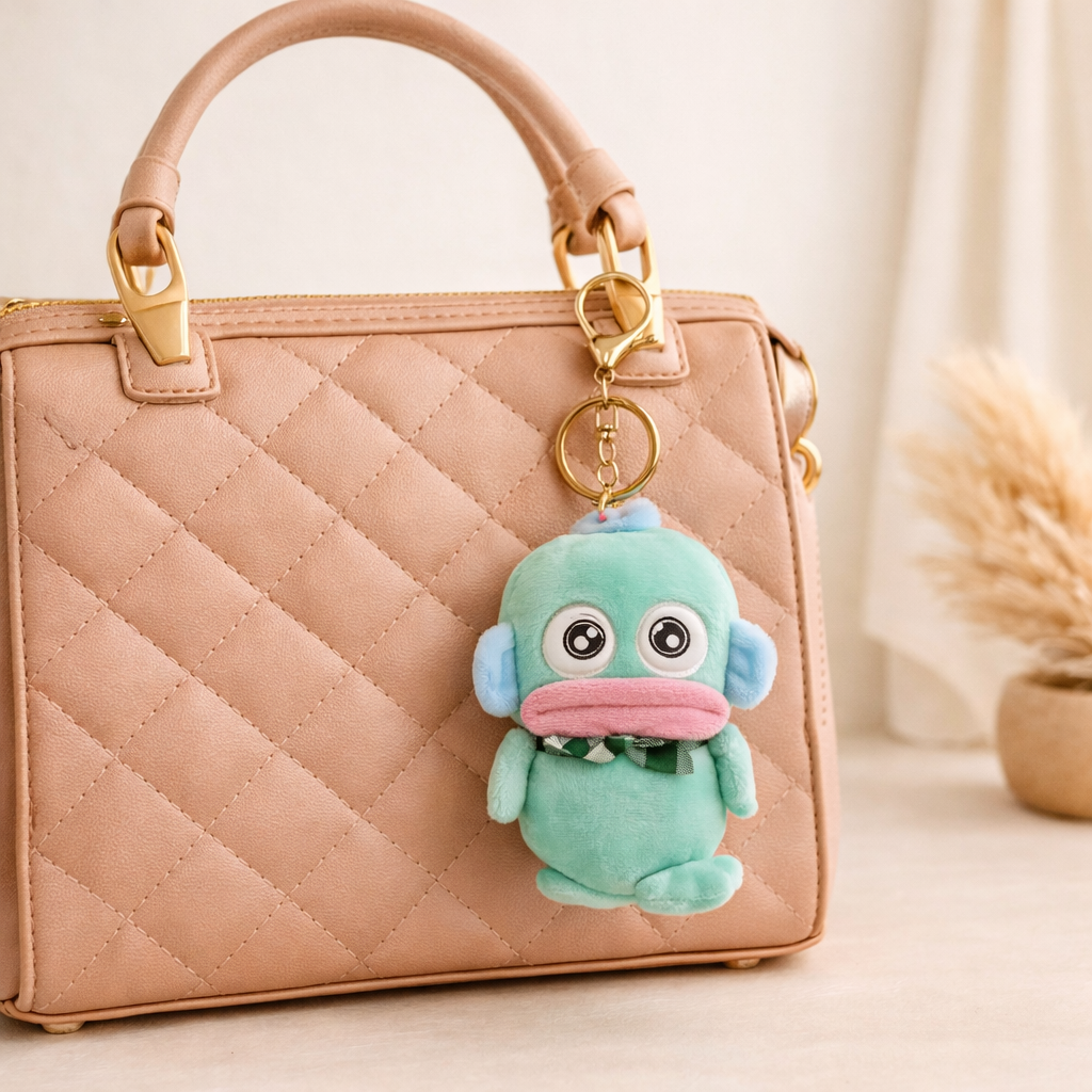 Blue Duck Plush Bag Charm with Innocent Face