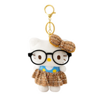 Plush keychain with glasses and a bow tie on a white background
