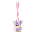 White Teddy Plush Bag Charm with Bow & Checkered Apron