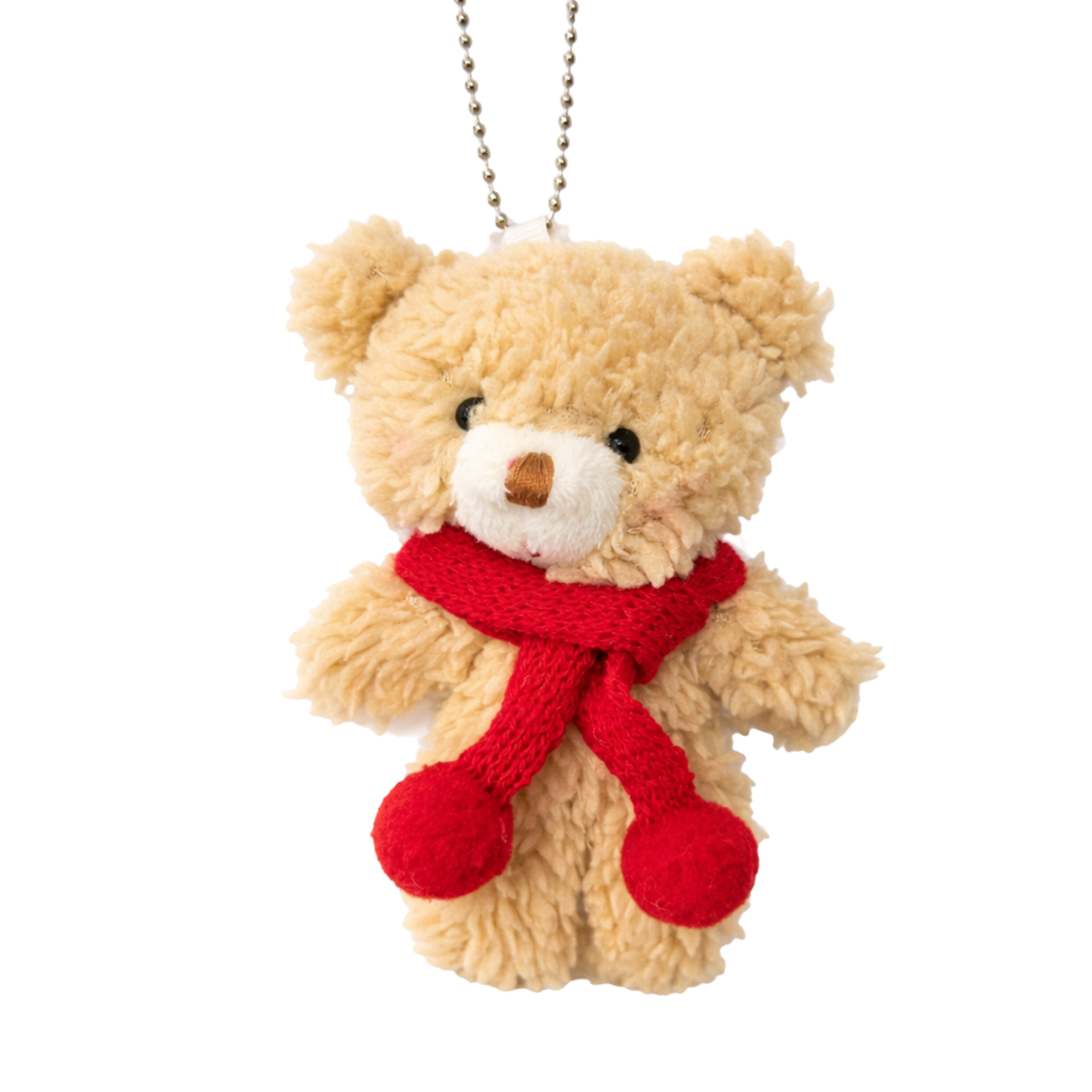 Teddy Plush Bag Charm with Knitted Scarf & Chain