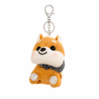 Brown Shiba Inu Plush Bag Charm with Crystal Paw & Scarf