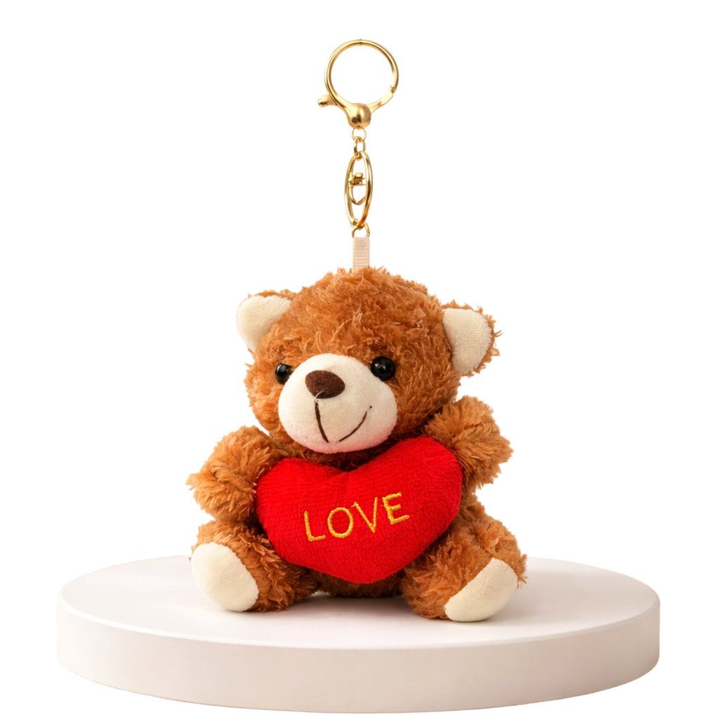 Teddy Bear Keychain with Love Heart