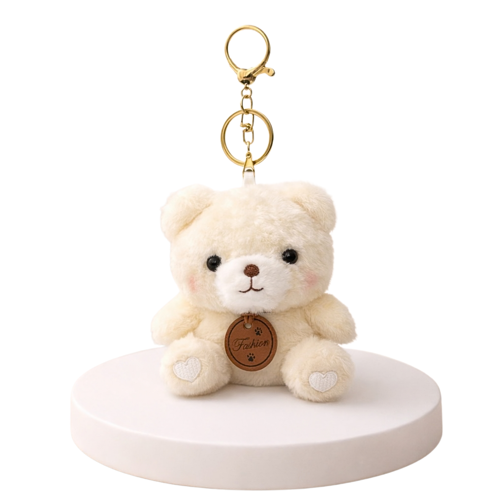 Teddy Bear Plush Keychain with Soft Fluffy Fabric