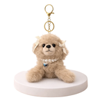 Puppy Plush Keychain with Pearl Necklace & Heart Charm
