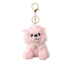 Puppy Plush Keychain with Pearl Necklace & Heart Charm