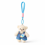 White Teddy Bear Plush Bag Charm with Frock & Mini Camera Charm