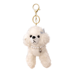Puppy Plush Keychain with Pearl Necklace & Heart Charm