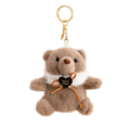 Grey Teddy Bear Plush Keychain with Black Heart Charm
