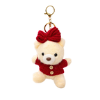 Plush Teddy Keychain with Bow & Sweater