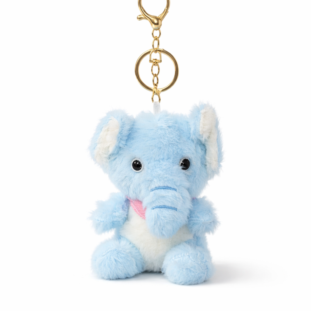 Soft Elephant Plush Keychain with Ears & Soft Belly