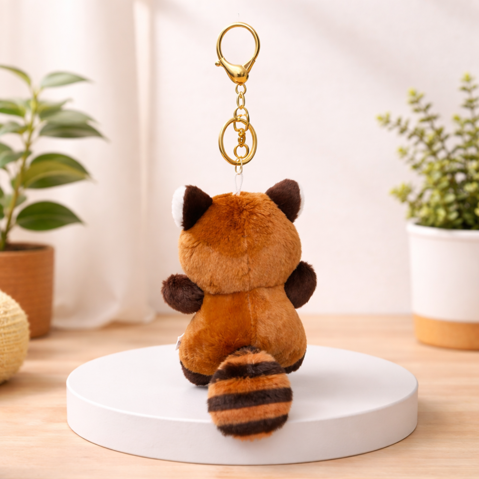 Racoon Plush Keychain with Soft Fluffy Fabric