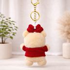 Plush Teddy Keychain with Bow & Sweater