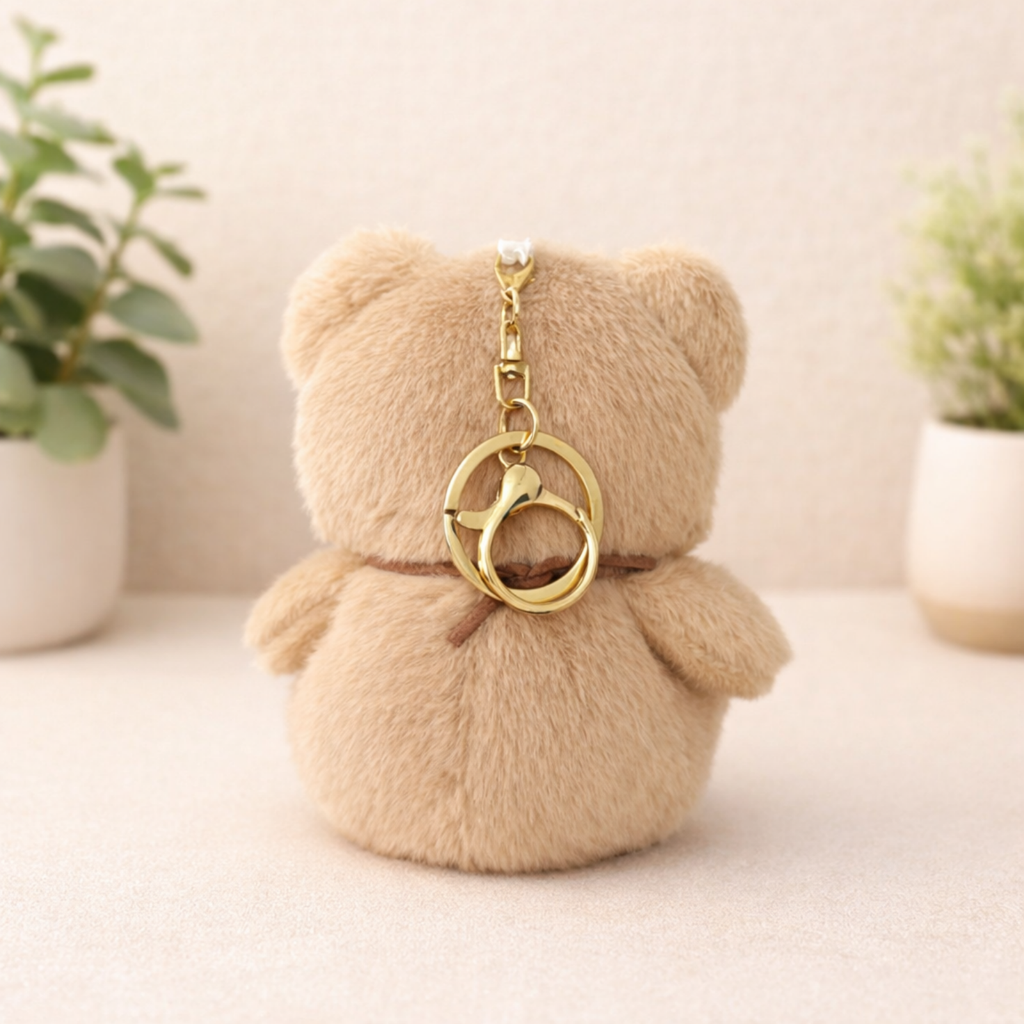Teddy Bear Plush Keychain with Soft Fluffy Fabric