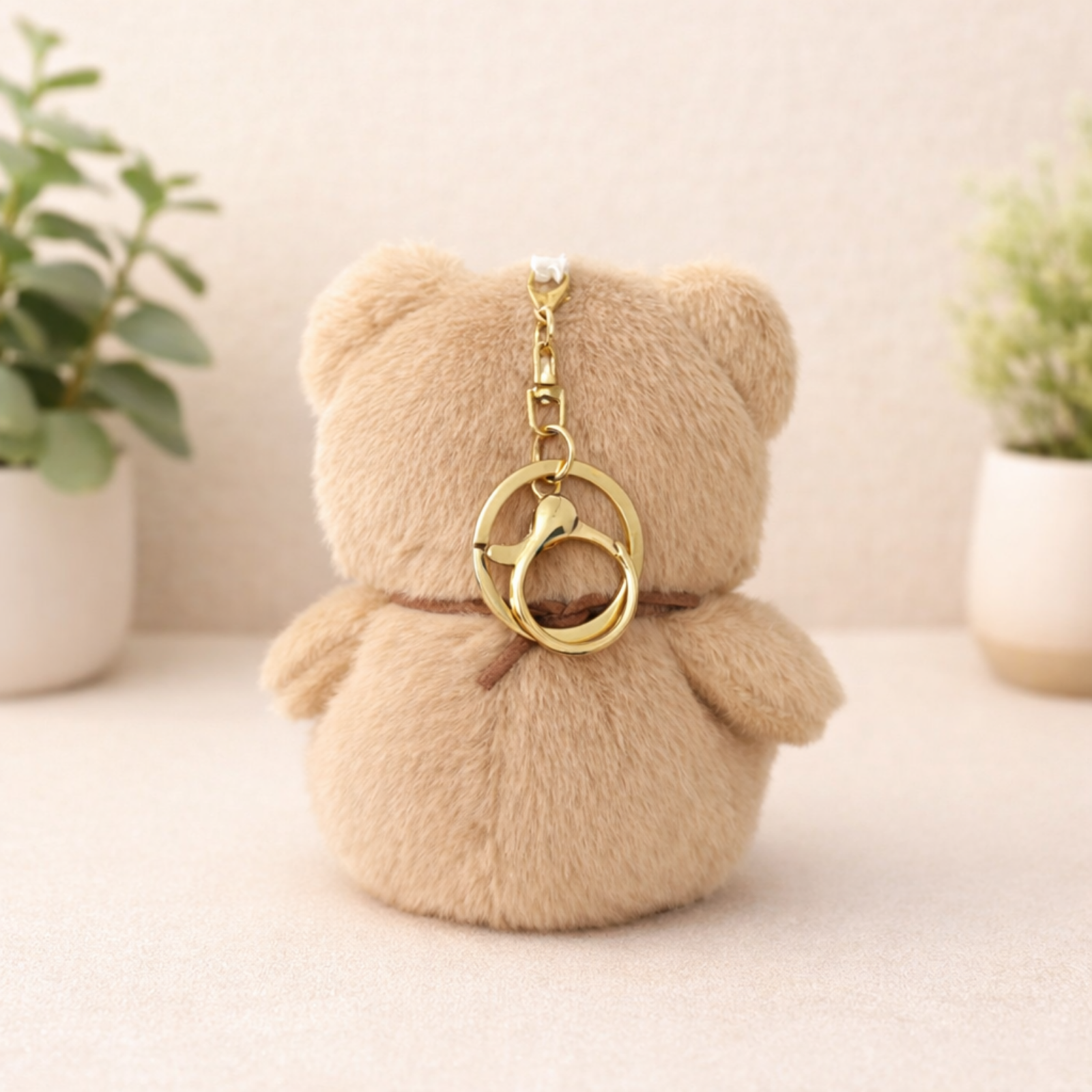 Teddy Bear Plush Keychain with Soft Fluffy Fabric
