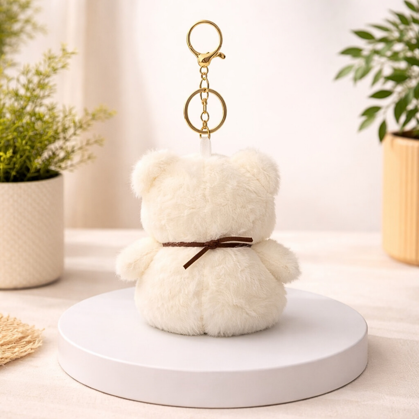 Teddy Bear Plush Keychain with Soft Fluffy Fabric