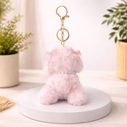 Puppy Plush Keychain with Pearl Necklace & Heart Charm
