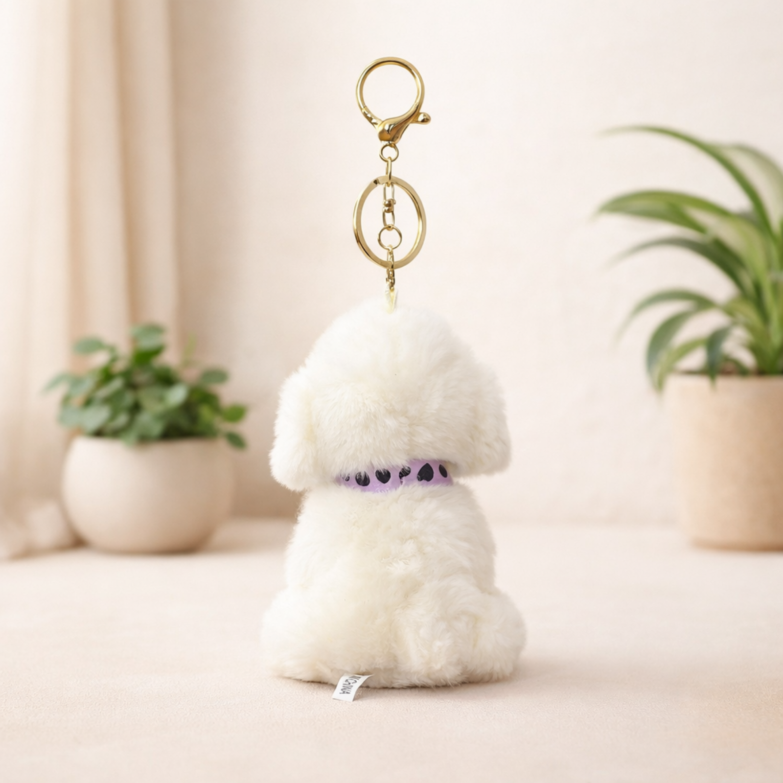 Puppy Plush Keychain with collar