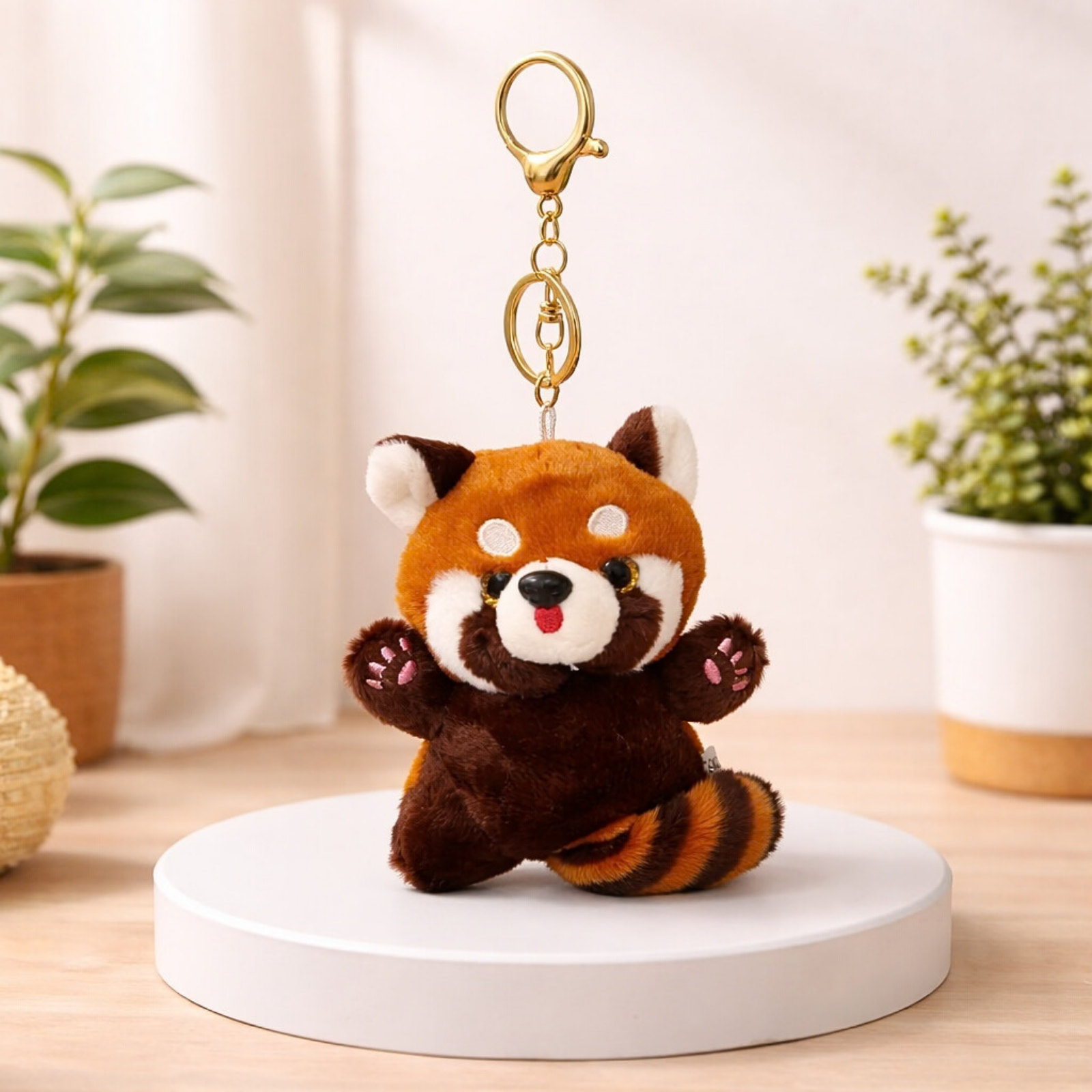 Racoon Plush Keychain with Soft Fluffy Fabric