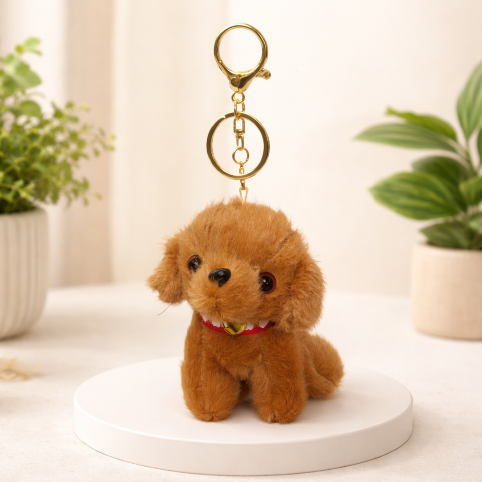 Puppy Plush Keychain with collar