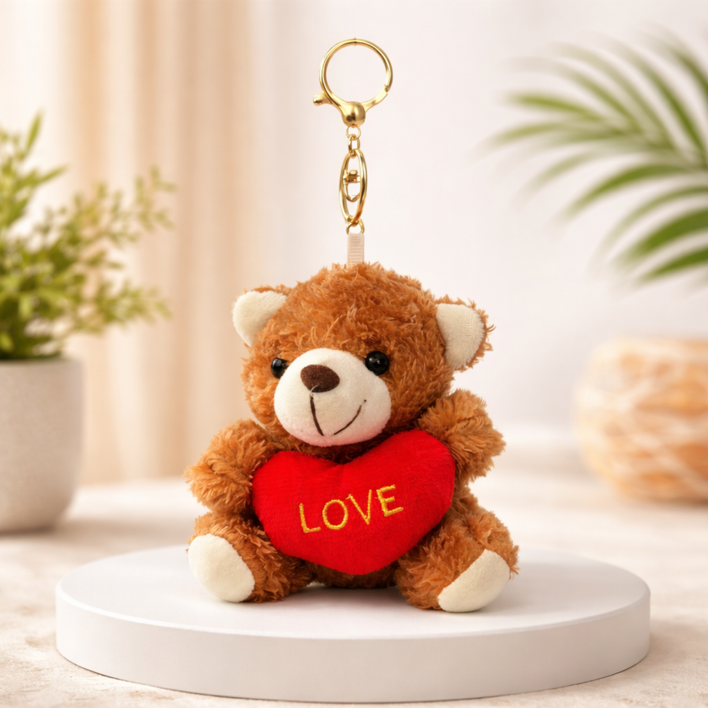 Teddy Bear Keychain with Love Heart