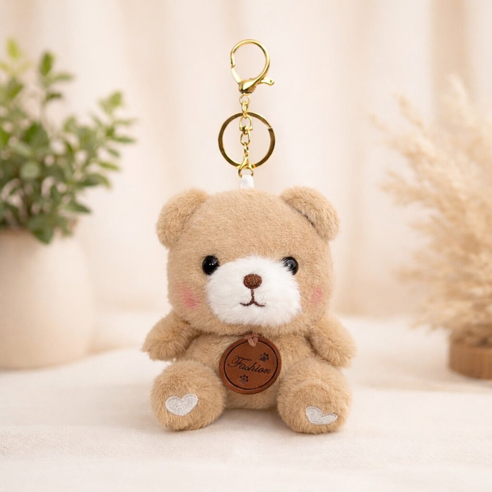 Teddy Bear Plush Keychain with Soft Fluffy Fabric