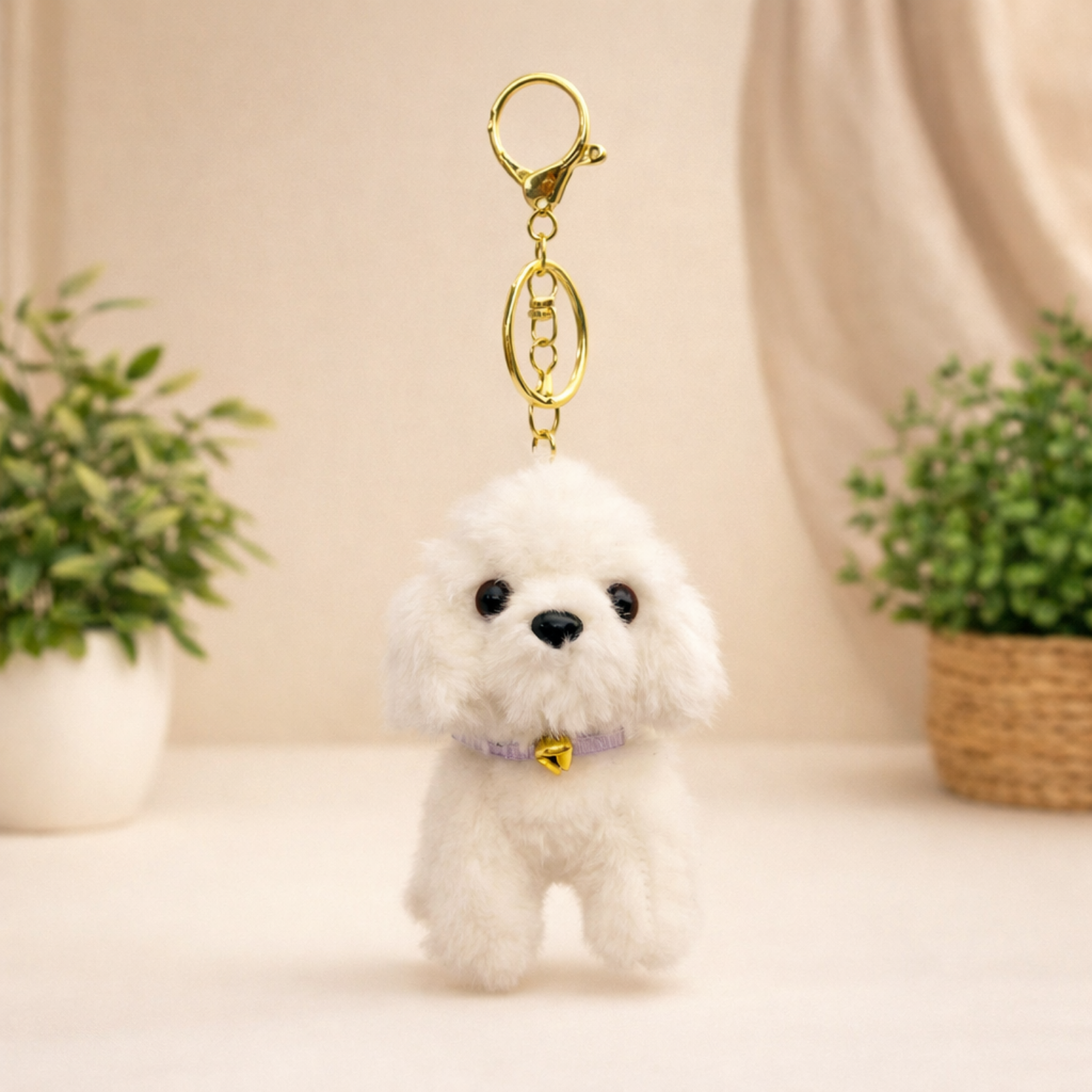 Puppy Plush Keychain with collar