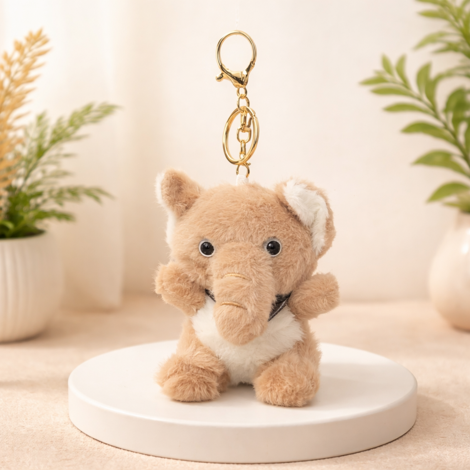 Soft Elephant Plush Keychain with Ears & Soft Belly