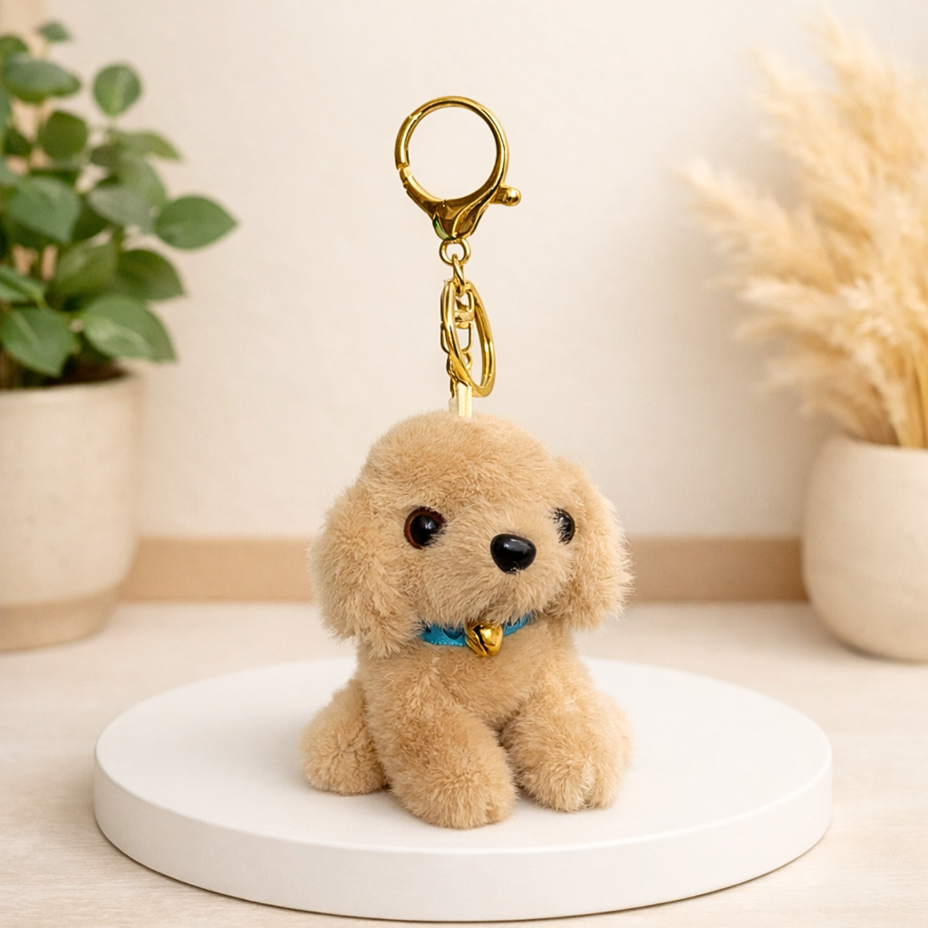 Puppy Plush Keychain with collar