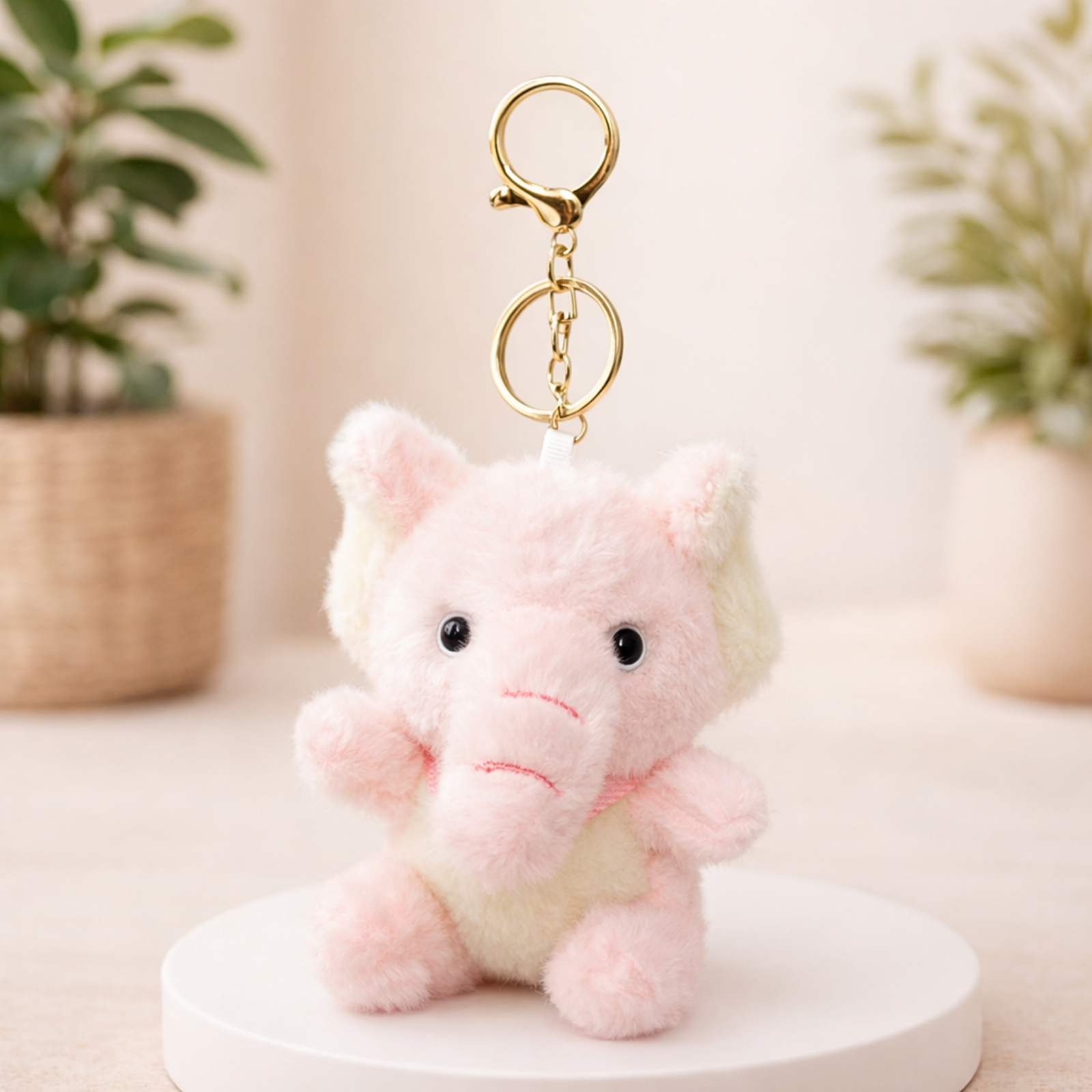 Soft Elephant Plush Keychain with Ears & Soft Belly