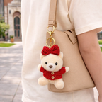 Plush Teddy Keychain with Bow & Sweater