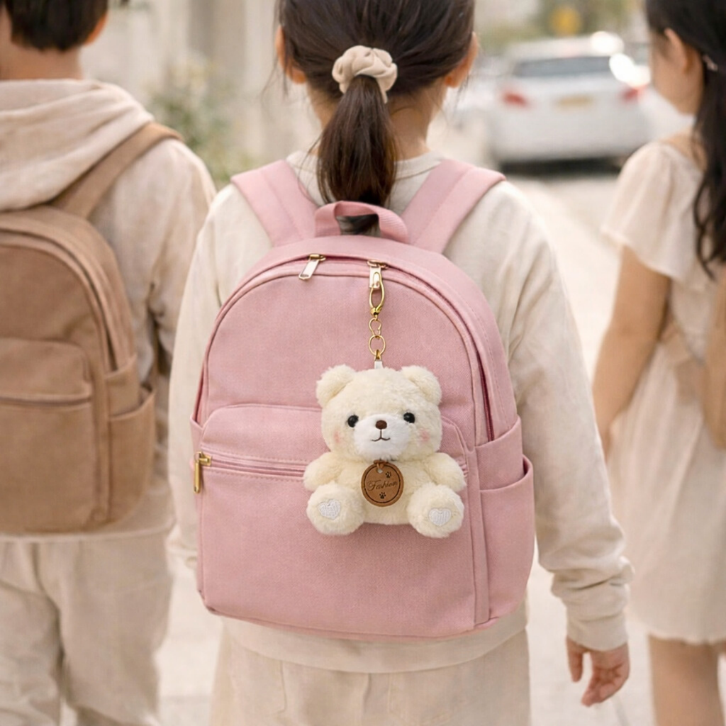 Teddy Bear Plush Keychain with Soft Fluffy Fabric