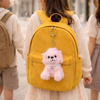 Puppy Plush Keychain with Pearl Necklace & Heart Charm